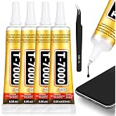 T-7000 Black Glue Adhesive, 4 x 15ML T7000 Adhesive Glue with Tweezers Precision Repairs Glue for Cell Phone Screen Electronics DIY Jewelry Making Crafts