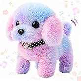 Easfan Walking Puppy Stuffed Animal Interactive Rainbow Dog Barking Tail Wagging Head Nodding Educational Plush Toy Easter Ch