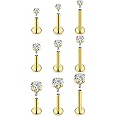 Jenxnjsjo Gold Medusa Monroe Labret Lip Ring 16g Internally Threaded Flat Back Surgical Steel Helix Tragus Cartilage Conch Stud Earrings Piercing Jewelry for Women Men