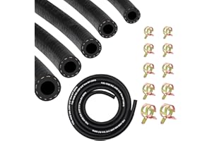 Tanbupu 6.6Ft Fuel Line Hose Kit 5PCS with 50Pcs Clamps, 3/8",5/16",1/4",1/2",3/16" ID High Performance 300PSI NBR Rubber for Automotive, Small Engines, ATV, Push Lock Reinforced