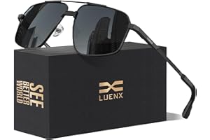 LUENX Aviator Sunglasses for Men Square Polarized Polygon Sun Glasses UV400 Protection