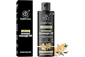 DUDE'S LOVE Organic - Sensual Delights -Vanilla Massage Oil - No Stain & Non-Sticky | with Fractionated Coconut Oil, Natural Vanilla & Jasmine | Nourish & Moisturise Skin for Date Night