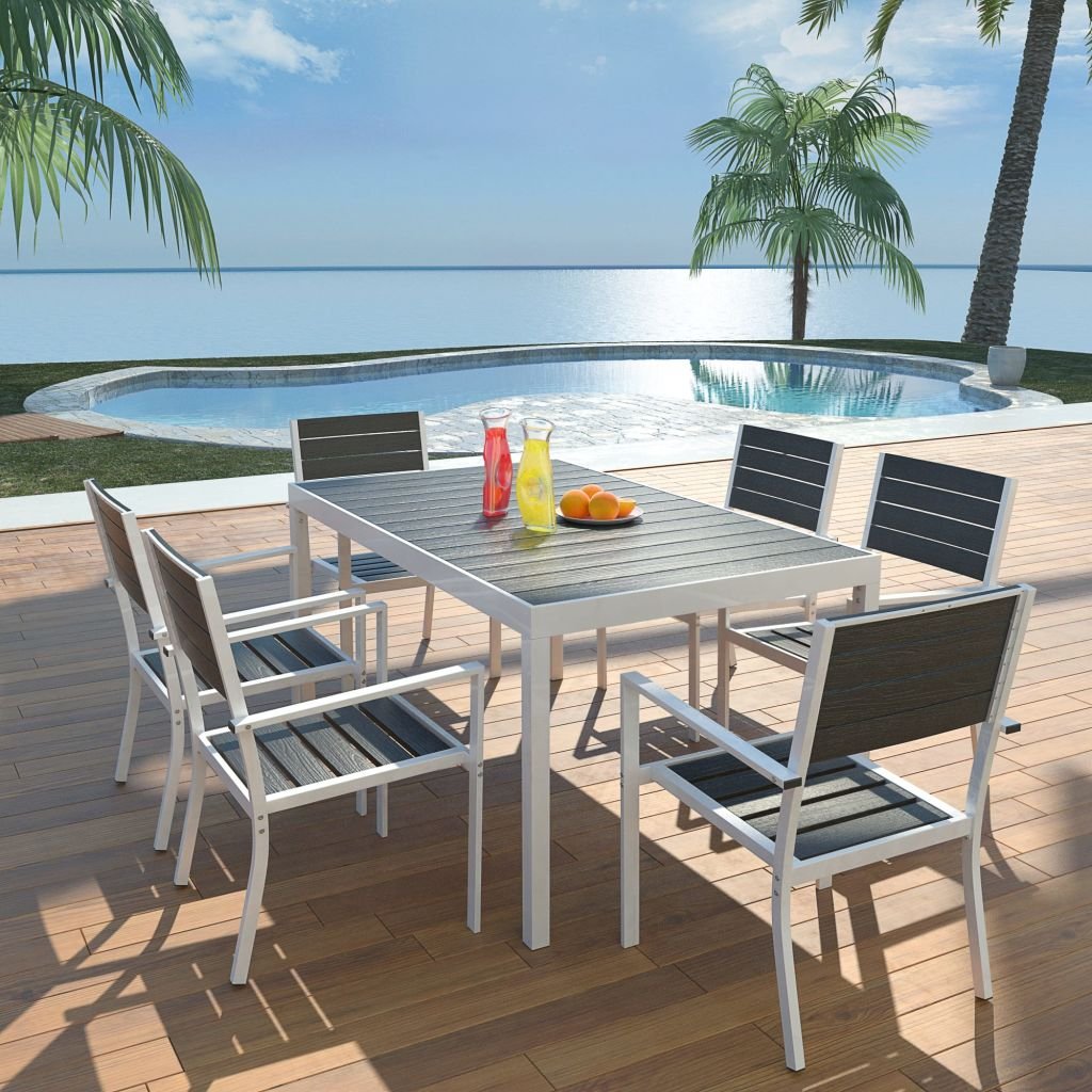 mewmewcat Conjunto de Mesa y Sillas de Comedor Estructura de Aluminio 5