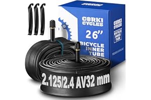 Corki 26 Inch Mountain Bike Tube 26 x 1.75 1.85 1.9 1.95 2.0 2.1 2.125 2.2 2.4 Schrader Valve 32mm, Heavy Duty Butyl Rubber B