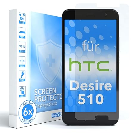 EAZY CASE 6X Displayschutzfolie für HTC Desire 510, nur 0,05 mm dick I Displayschutz, Schutzfolie, Displayfolie, Transparent/