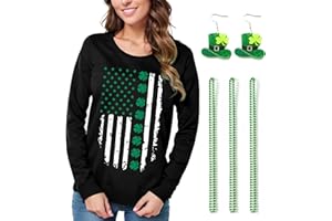 Alaiyaky St patricks Day Sweatshirt Women Shamrock Long Sleeve Shirt Clover Printed Casual Loose Fit Tops