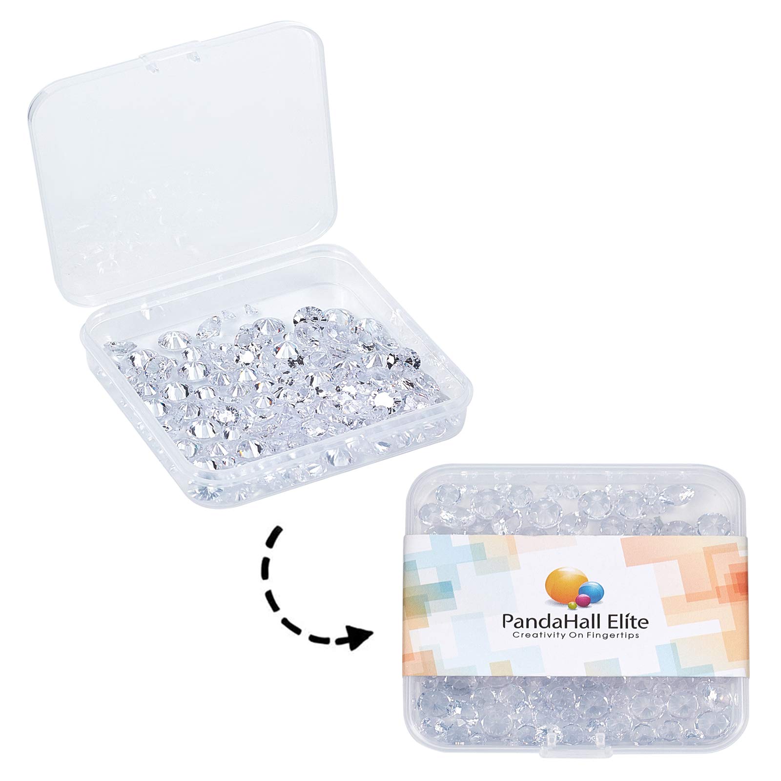 PH PandaHall PandaHall 150pcs Diamond Shape Cubic Zirconia Stone 3 Sizes Small Clear Faceted Loose Beads CZ Stones Pointed Back Cabochons for Earring Bracelet Jewelry Making, 4~8mm, with Predrilled Hole