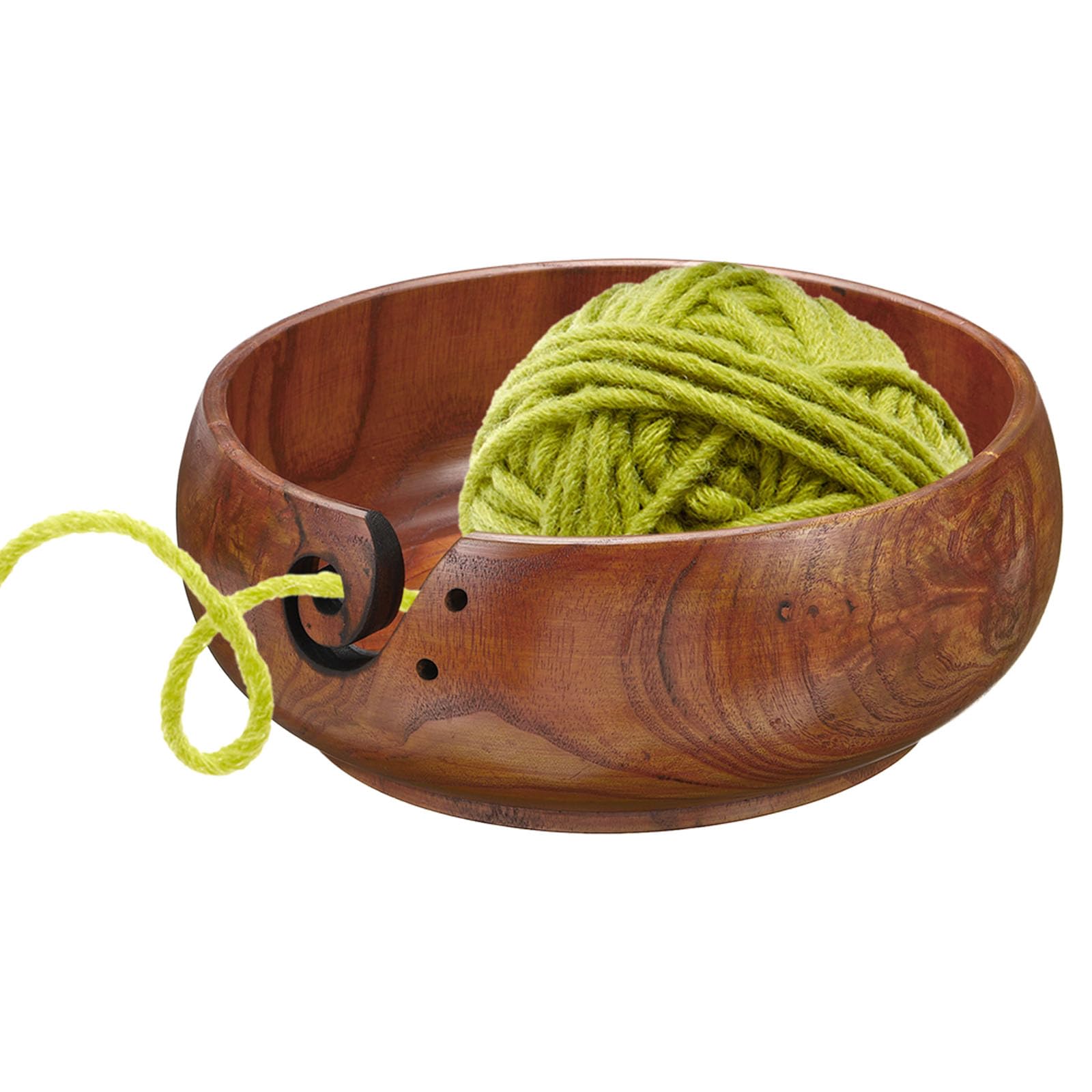 PATIKIL Wooden Yarn Bowls for Crocheting Bamboo Yarn Knitting Bowl Yarn Storage Bowls Yarn Holder Dispenser for Crocheting and Knitting, 7.1" x 3"