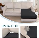 BellaHills High Stretch Jacquard Sofa Seat Covers Chaise Black view 5