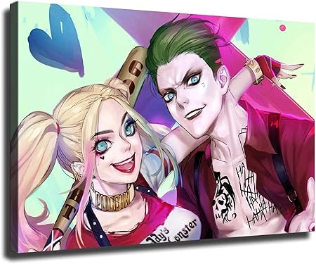 Amazon Co Jp ハーレークインとジョーカーの映画ポスターコミックアート家の装飾キャンバス壁アートワーク印刷 40x50cm フレームレス Generic