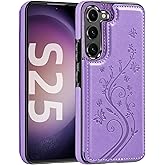 Korecase for Samsung Galaxy S25 Wallet Case with Card Holder,for Galaxy S25 Wallet Case for Girls Women Men,Double Magnetic Back Flip PU Leather Kickstand Cover for Samsung S25, Purple