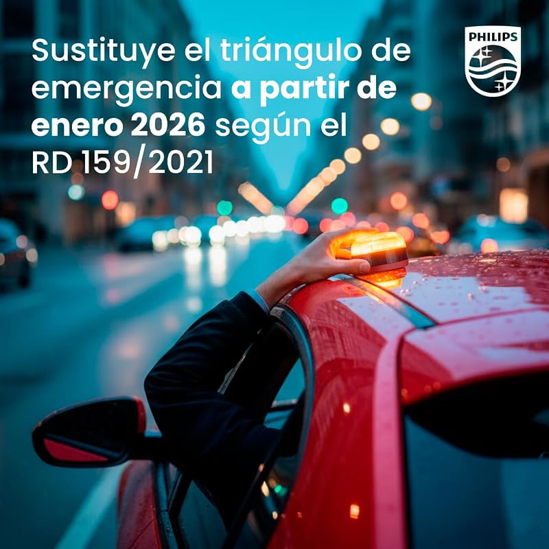 Baliza de Emergencia V16 con Geolocalización y Conexión DGT 3.0 – Homologada, Plan de Datos Incluido, Base Magnética, Alta Visibilidad 1km, Resistente Lluvia y Viento, Pilas AA inlcuidas