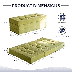 MAXYOYO Tri-Fold Mattress, 6 Inch Tufted Folding