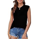 QILORA Womens Summer Crochet Tops Hollow Out Cap Sleeve Cover Up Tank Top Pullover Sweater Vest Beach Vacation Clothes