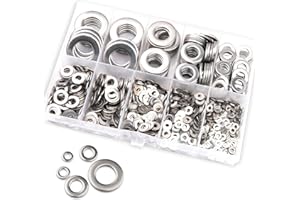 ZBGUN 800 PCS Car Flat Washers, Sealing Washers with Plastic Box, O-Shape Rings Assortment Kit, Stainless Steel Washers Kit, Auto Sealing Part Replacements, Universal for Most Cars, Trucks (Silver)