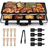 DORTALA Raclette Table Grill, 2-in-1 Korean BBQ Grill &amp; Electric Griddle | Dual-Sided Nonstick Plate Heats Evenly, 8 Pans &amp; 8 Spatulas Serve 6-8 People for Family Gatherings, Parties, 1400W