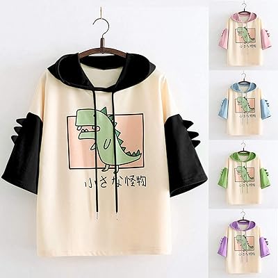 Buy T Shirts For Teen Girls Women S Casual Animal Cute Emo Dinosaur Shirt Drawstring Hoodie Short Sleeve Tops Graphic Tees Online In Turkey B08qnbkphq