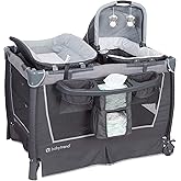 Baby Trend Retreat Nursery Center Playard, Bassinet &amp; Storage, Robin | Portable Playard with Changing Table, Foldable and Convertible Travel Play Crib for Babies and Toddlers