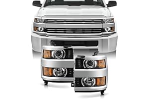 AKKON - Fits 2015-2019 Chevy Silverado 2500 3500 HD OE Chrome Projector Headlights Left & Right Replacement