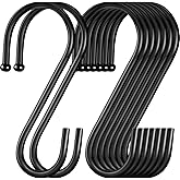 ESFUN 24 Pack S Hooks, 3.5 Inch Heavy Duty S Hooks for Hanging Plant, Large Closet Rod Hooks for Jeans Bags, Black Metal S Shaped Hook for Plant Basket, Pots Pans Wire Shelf Rack, Utensils, Towels