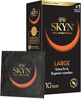 SKYN Large Condoms 10 Pack, XL Latex Free, Lubricated 56mm Wide view 1