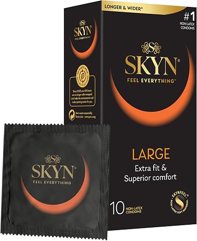 SKYN Large Condoms 10 Pack, XL Latex Free, Lubricated 56mm Wide