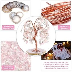 Jovivi Natural Rose Quartz Crystal Tree Tumbled