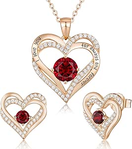 Amazon.com: CDE Forever Love Heart Necklace Earrings Set 925 Sterling Silver Rose Gold Plated ...