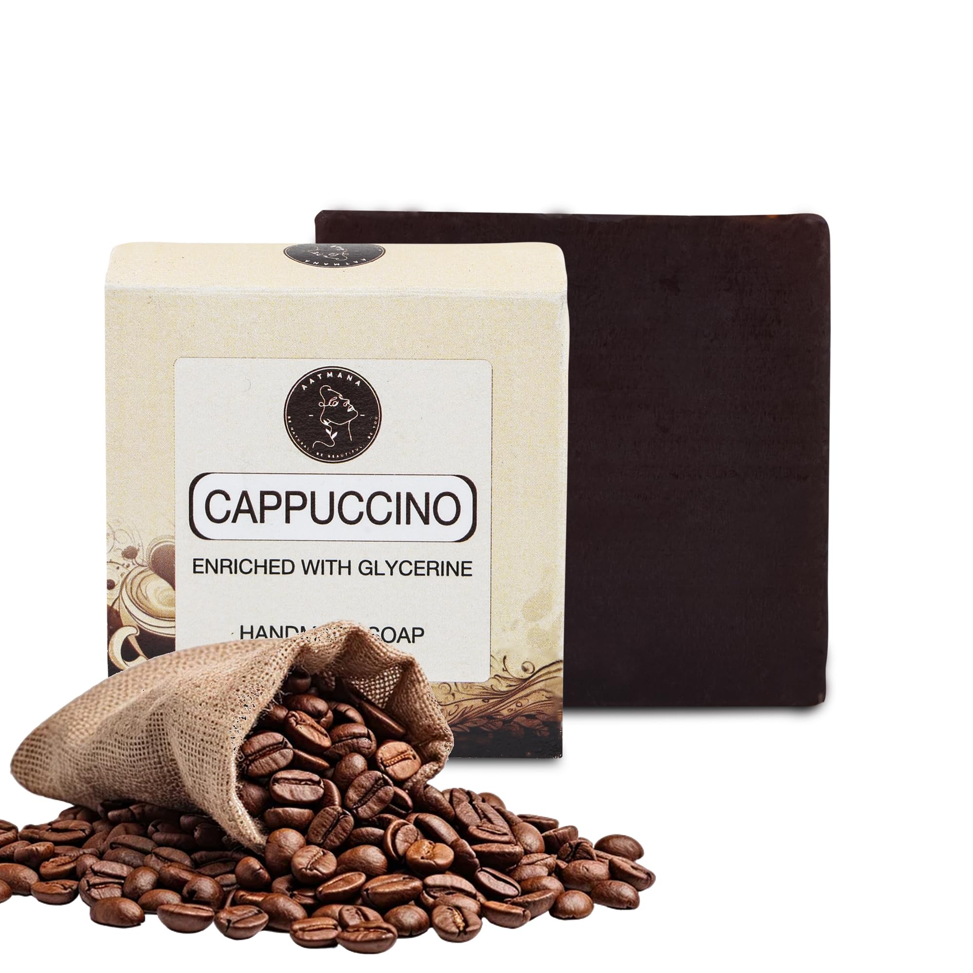 AATMANA Handmade Natural Bar Soap for Men & Women, Moisturizing Body & Face Soap, 7.9 Oz Soap Bars (3 Soap Set) (Cappuchino)