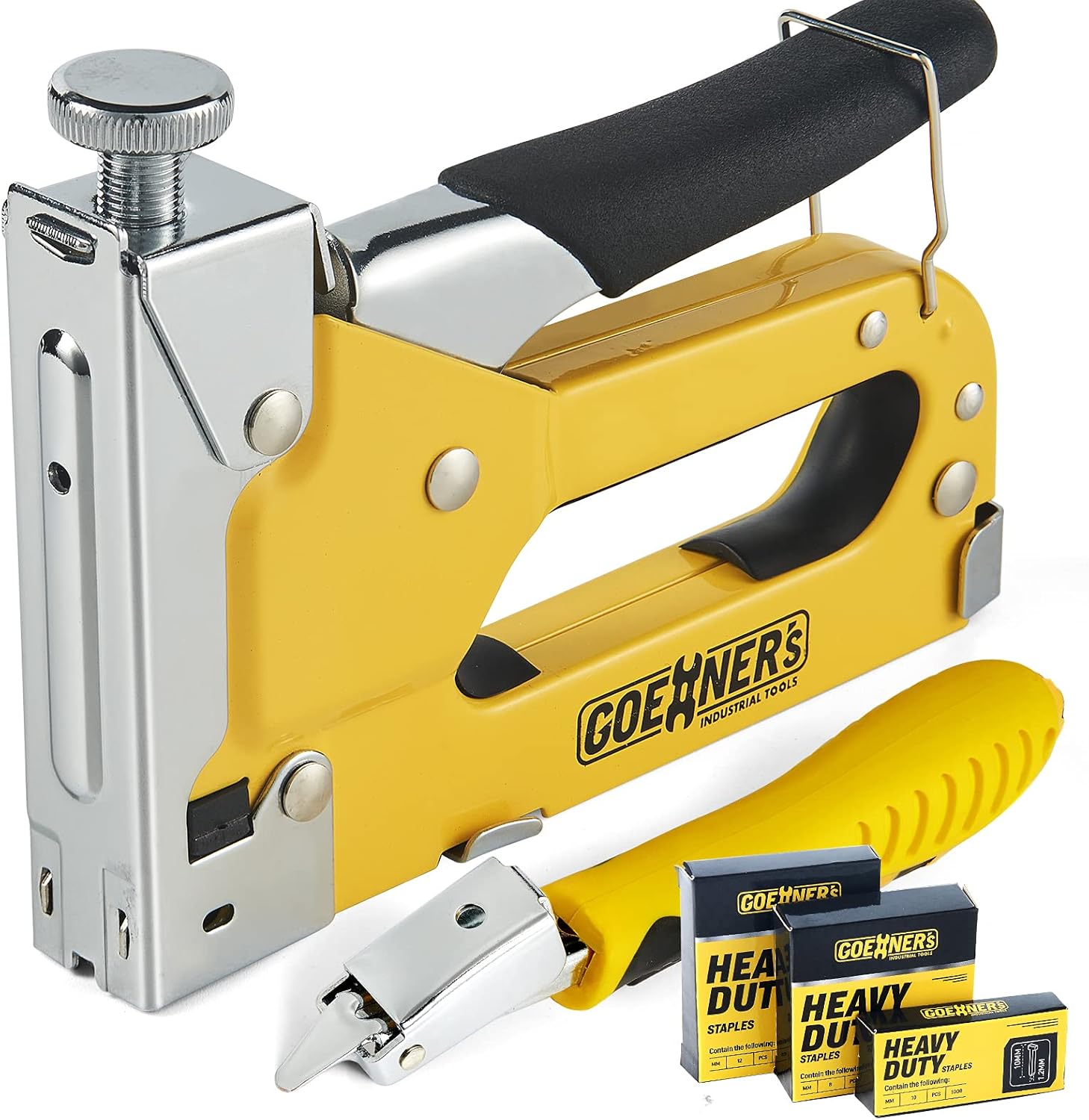GOEHNER’s Staple Gun with Staples, Heavy Duty Stapler 3 in 1 with 3000 Staples for Upholstery, Wood, DIY Fixing (Staple Gun + 3000PCS Staples + Remover) : Office Products