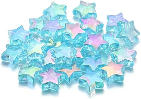 Amazon Co Jp 100ピースアクリルスペーサールーズビーズ五芒星形の透明なカラフルなビーズのための針仕事アクセサリー Zhengpingpai 色 Sky Blue ホーム キッチン