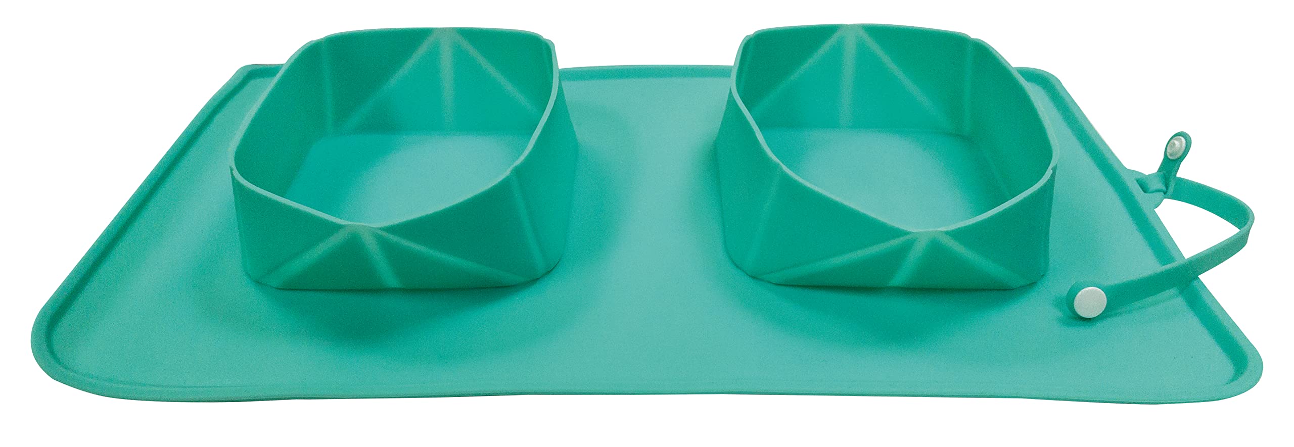 Croci Collapsible silicone dog bowl Dog travel bowl with carabiner Fantasy: DOUBLE BLUE Measure: 38X22X5CM