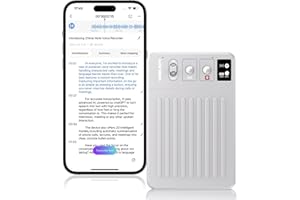 CLICOBYTE AI Voice Recorder, Voice Recorder with No Fee for Transcribe & Summarize Empowered by ChatGPT, App Control, Real-time Translation, 107 Languages, Support Wireless Charging,for Lectures/Meetings-Silver