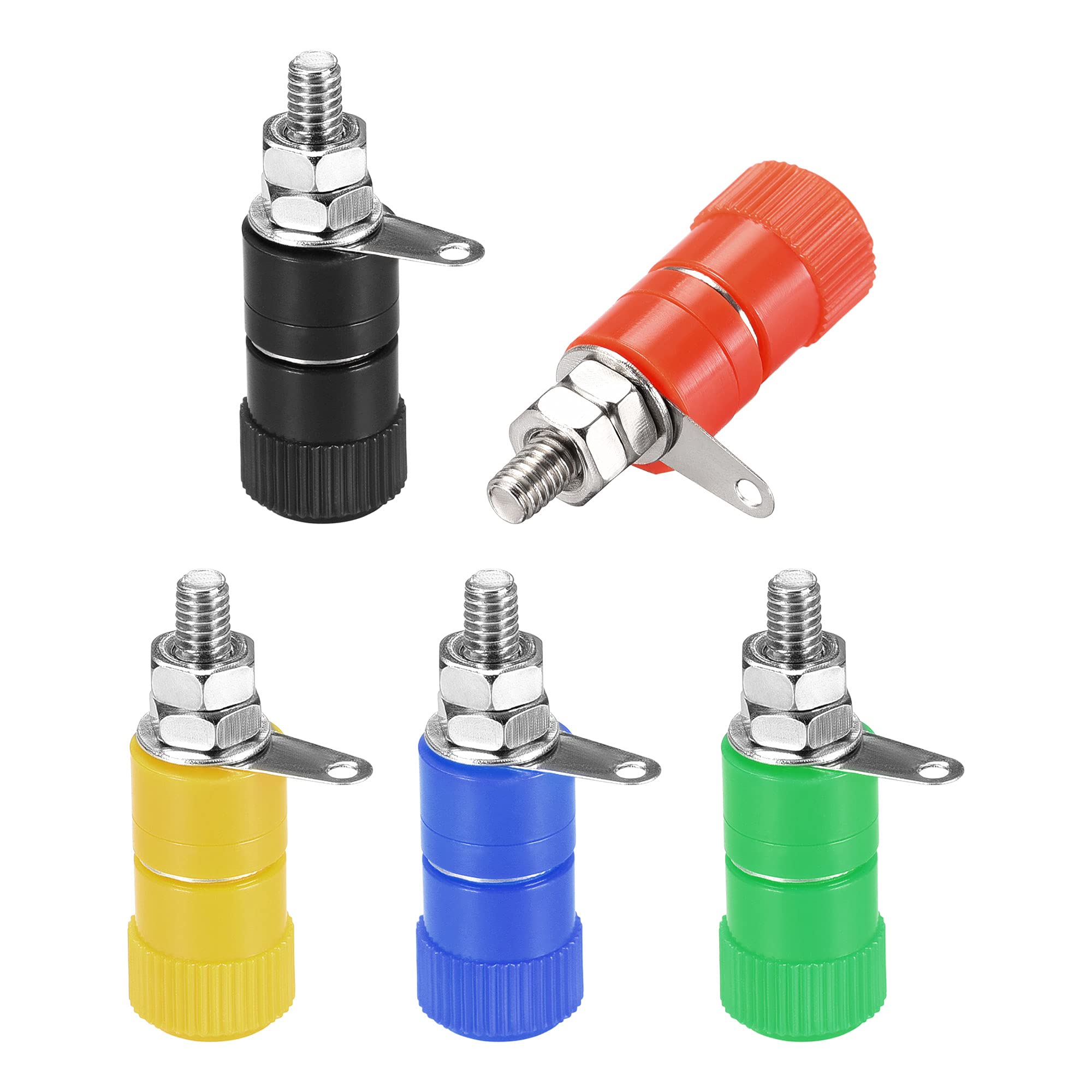 sourcing map 4mm Speaker Terminal Connector Binding Post, Banana Plug Jack Socket Panel/Chassis Mount Connectors 5 Colors 10Pcs