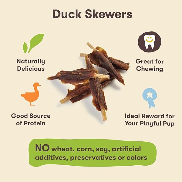 PET ‘N SHAPE CHIK ‘N SKEWERS – DUCK WRAPPED RAWHIDE CHEW DOG TREATS – 1 POUND