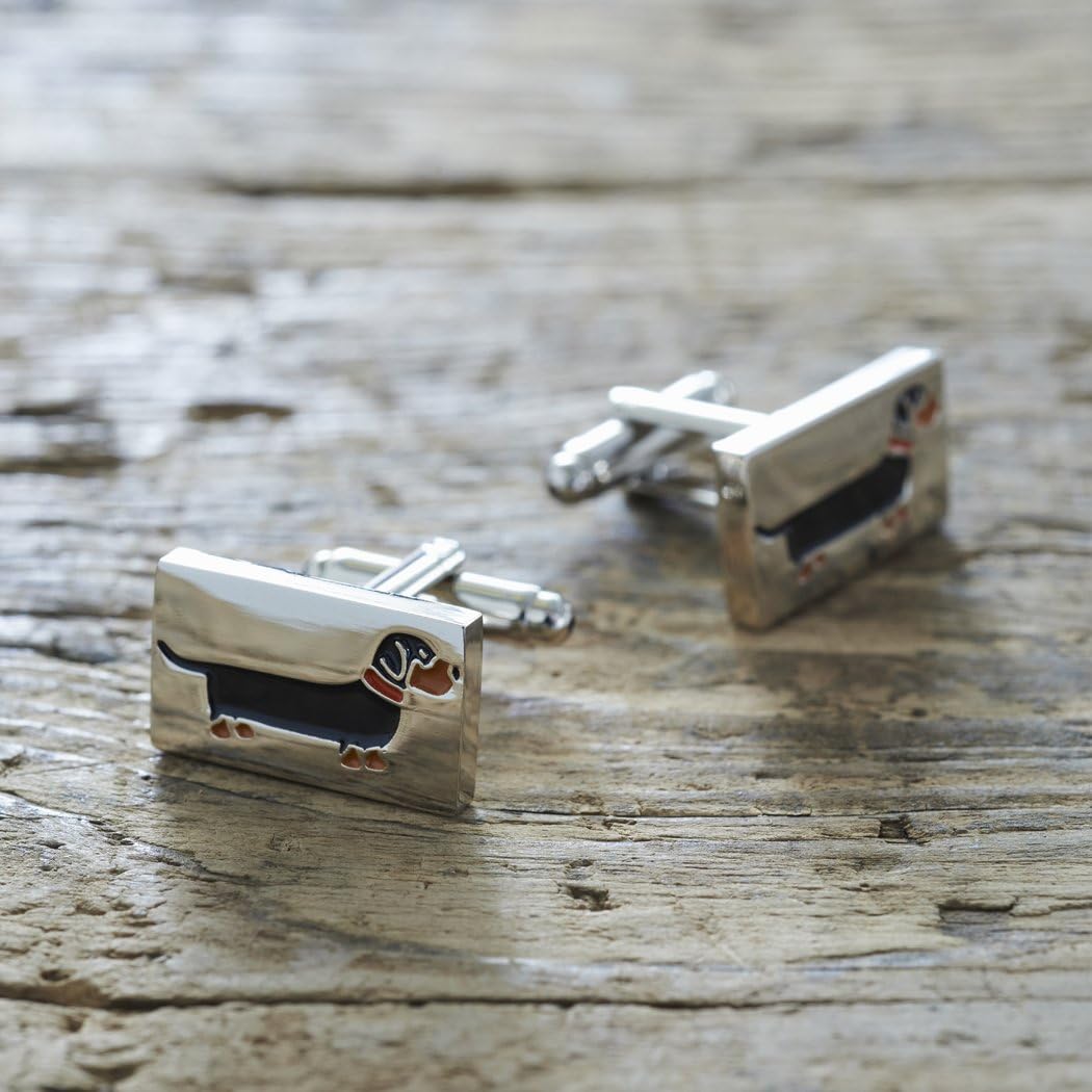 Sweet William Dachshund Cufflinks, Silver, 18 mm x 3 mm - Image 4