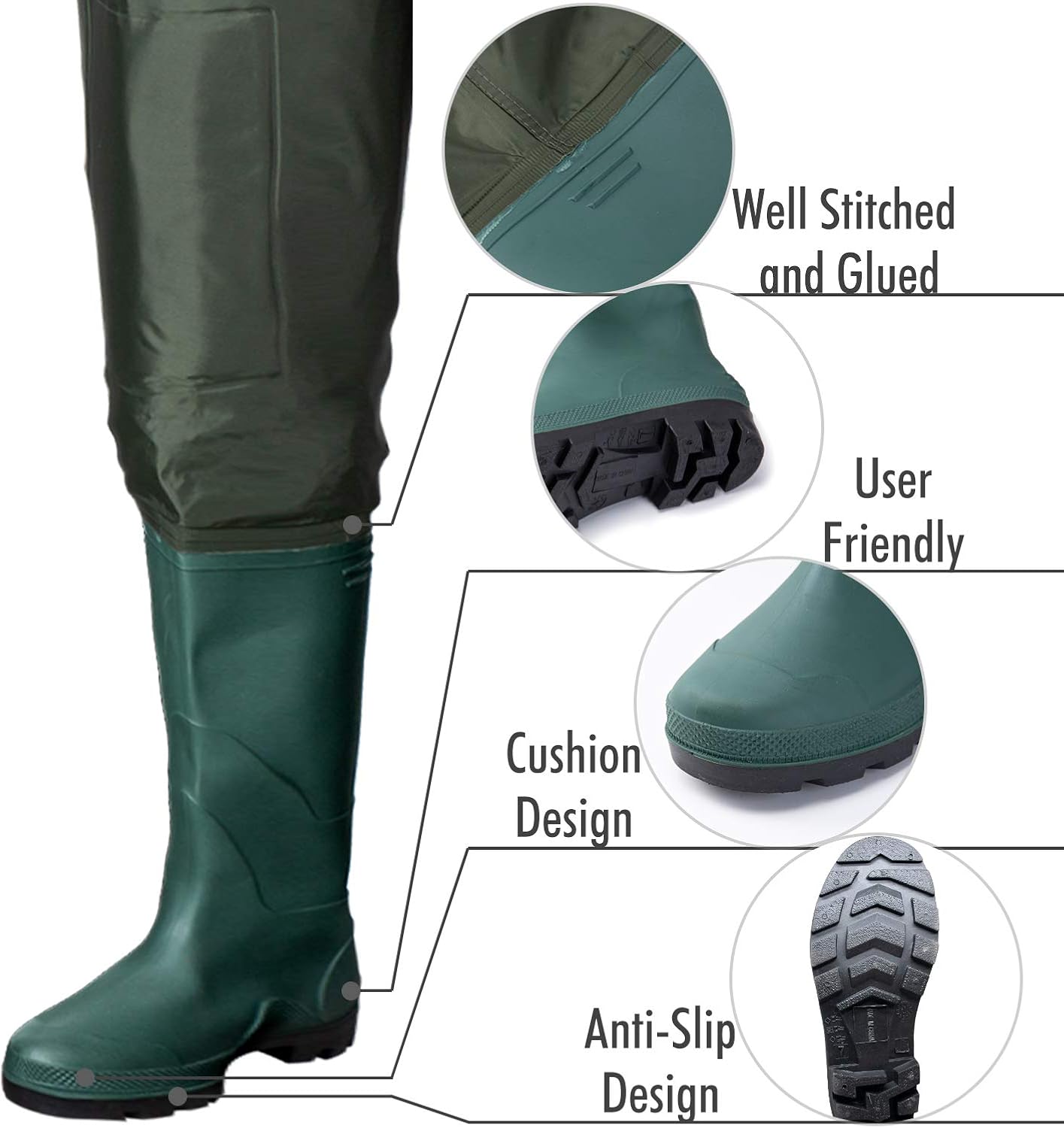 OXYVAN Waders Waterproof Lightweight Fishing Waders with Boots Bootfoot Hunting Chest Waders for Men Women : Sports & Outdoors