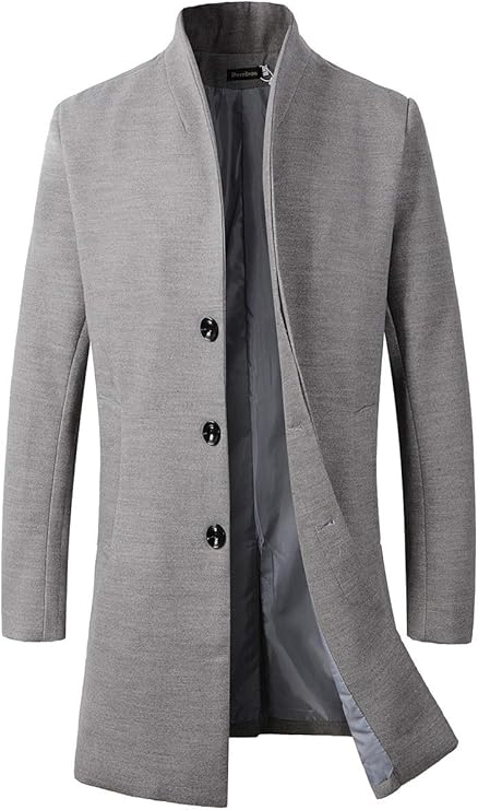 Beninos メンズ トレンチコート 冬用 ロングジャケット ボタン留め オーバーコート Us サイズ Large カラー グレー コート ジャケット 通販 Amazon