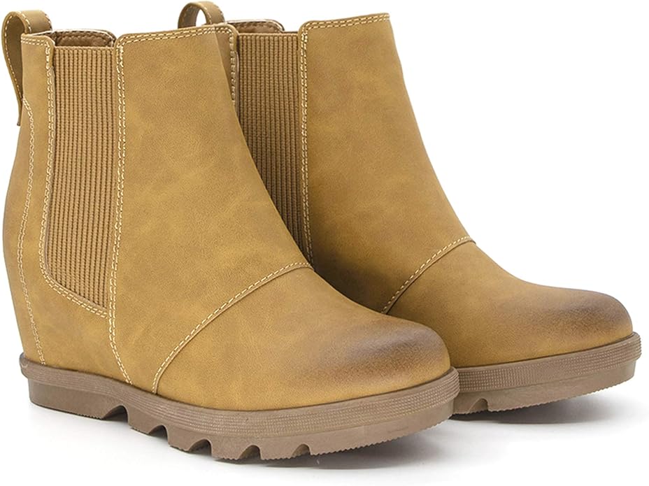 Athlefit Women's Wedge Chelsea Boots Comfortable Ankle Wedge Booties