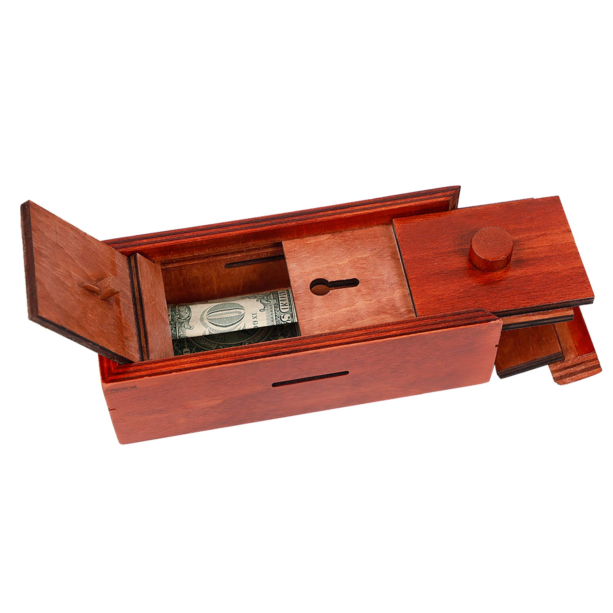 ATDAWN Puzzle Gift Case Box, Secret Puzzle Box with Hidden Compartments, Wooden Money and Gift Card Holder Box, Challenge Puzzles Brain Teasers Game