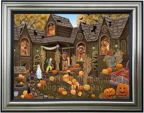 Amazon ホーンテッドハウス ハロウィン トリックオアトリート ビスラス ドッグ フレーム付き キャンバスプリント ウォールアート Fcvs 24x36 Dotd Fcvs A アートフレーム ポスター オンライン通販