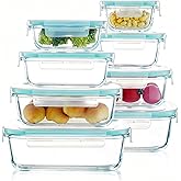 Pmssypl 8-piece glass food storage container, glass pre meal preparation container, with sealing cover, suitable for use in microwave ovens, ovens, refrigerators, and dishwashers