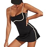 Move With You Womens Workout Tennis Dress with Built-in Bra & Shorts Pockets Sleeveless Exercise Golf Dresses