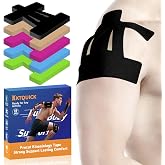 KTQUICK Precut Kinesiology Tape for Shoulder, 12 PCS, 20% Stronger Adhesive | Black, Precut Shoulder Support Tape with Premium Cotton, Breathable, Waterproof, Latex-Free Athletic Tape for Training&amp;Sports