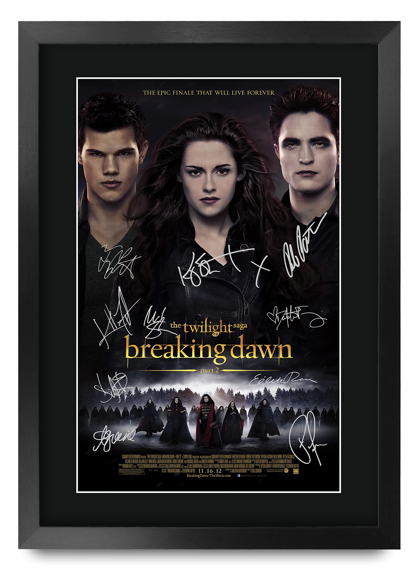 HWC Trading FR A3 Twilight 5 Breaking Dawn Part 2 Kristen Stewart, Robert Pattinson Gifts Printed Poster Signed Autograph Picture for Movie Memorabilia Fans - A3 Framed