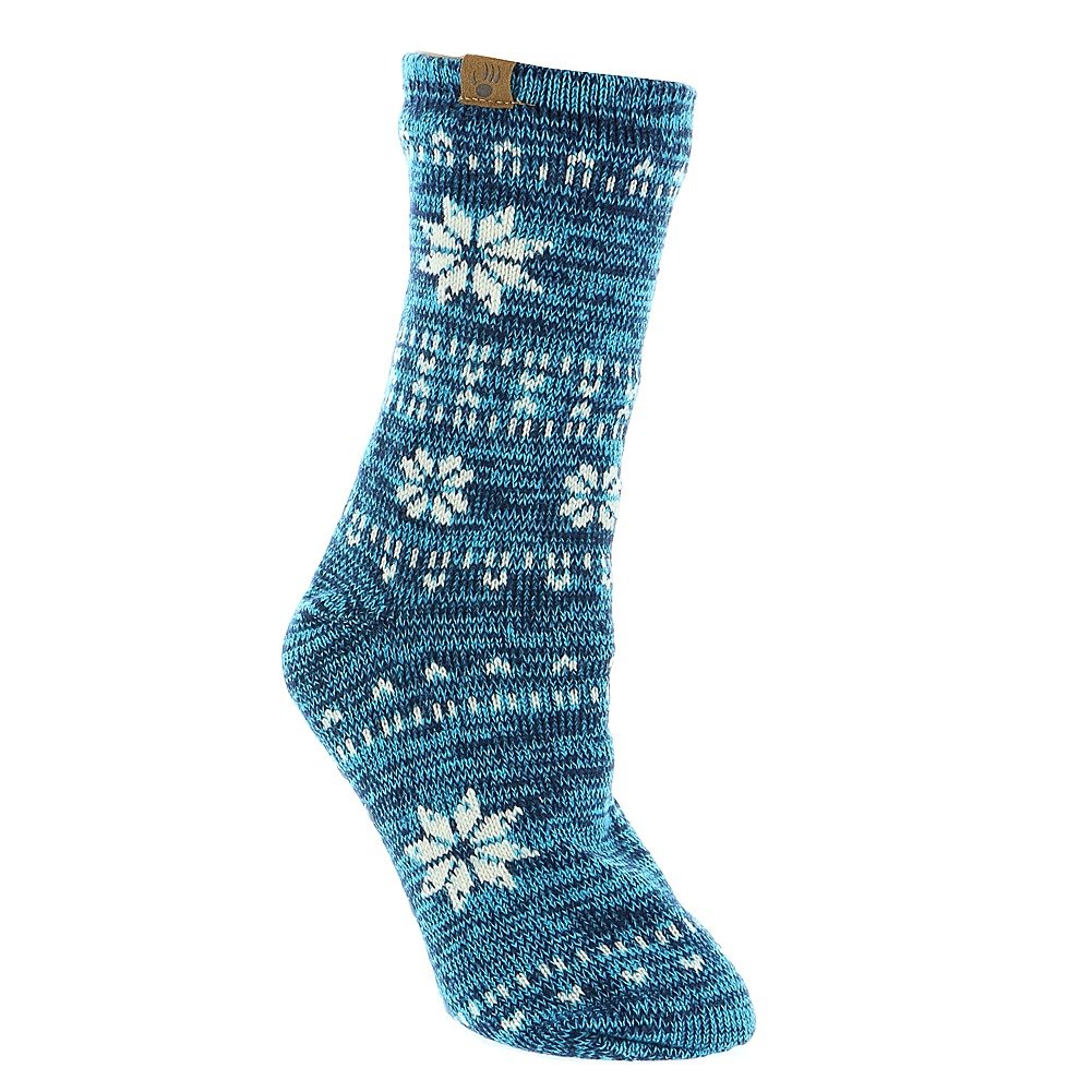 Bearpaw Women's Sherpa Lined Slipper Socks, Cobalt, Teal Fair Isle, OS Amazon.in Clothing