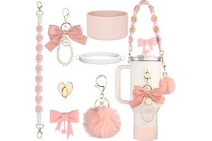 Affute Stanley Cup Accessories Set Including Siliocne Straw Cover, Siliocne Boot, Water Bottle Handle Strap, Stanley Charms for Stanley Cup 40oz 30oz Tumbler with Handle