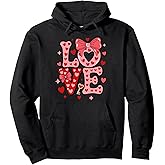 Valentine's Day Love Preppy Coquette Bow and Hearts Kids Pullover Hoodie