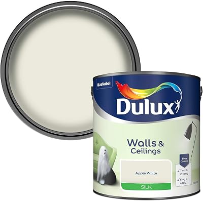 Dulux Silk Emulsion Paint For Walls And Ceilings Apple White 2.5L