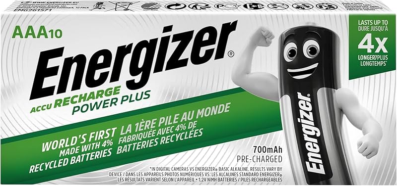 Energizer Rechargeable AAA Batteries 700mAh Pack of 10